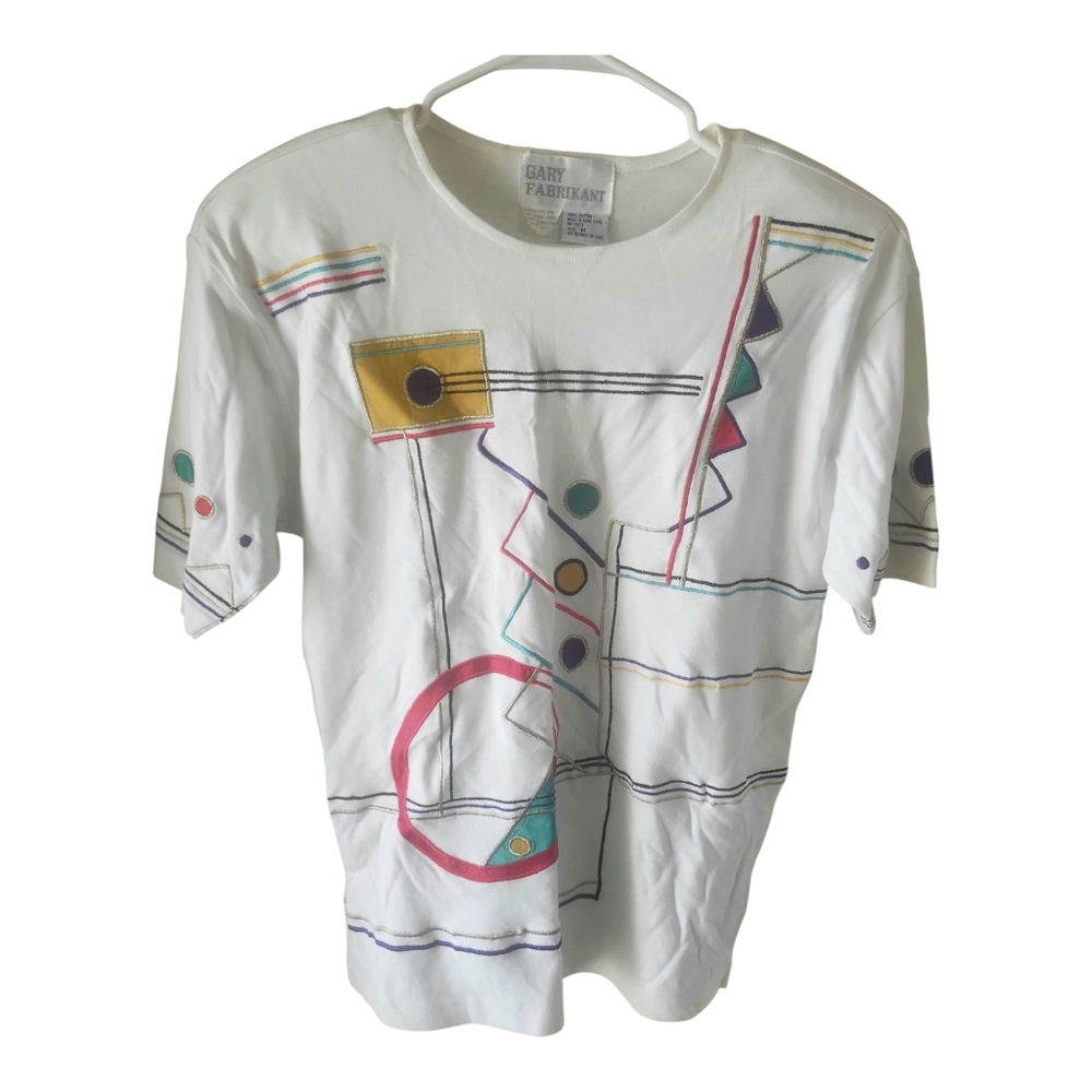 Gary Fabrikant  Vintage White Geometrical T Shirt  Size M NWOT
